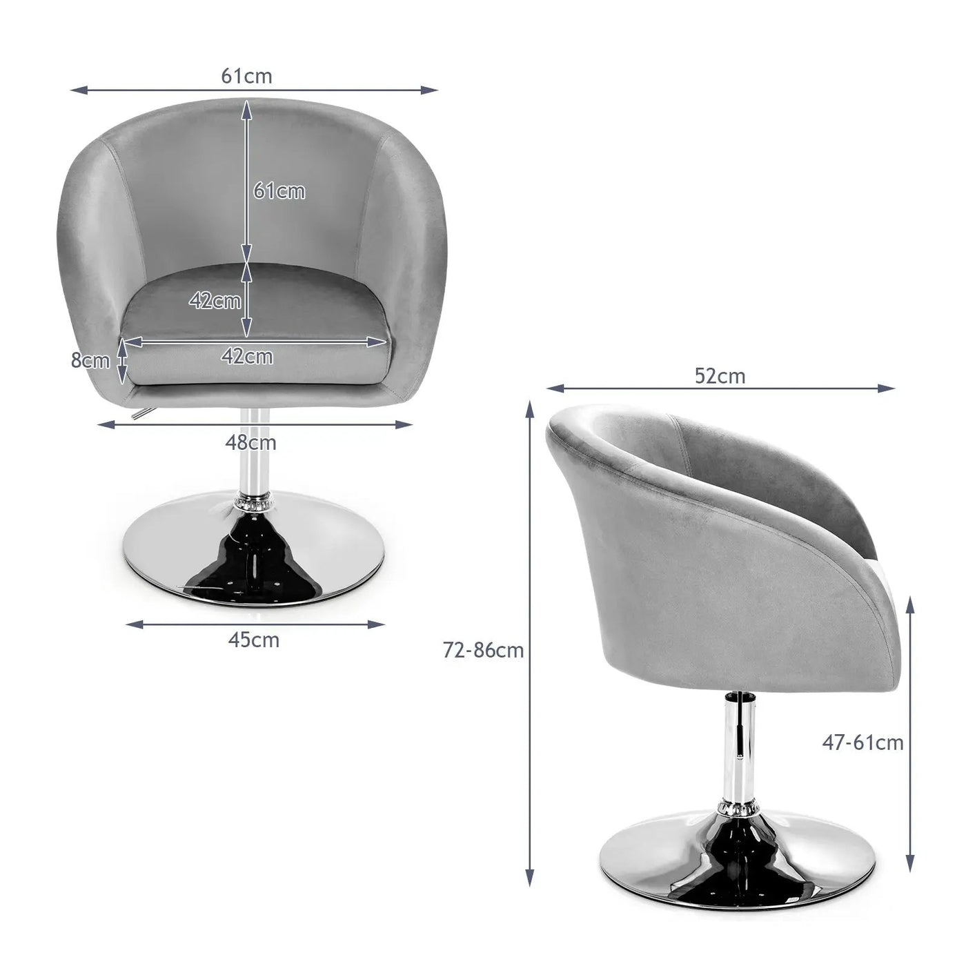 360 Degree Swivel Makeup Stool Accent Chair with Round Back and Metal Base by DirectDeals