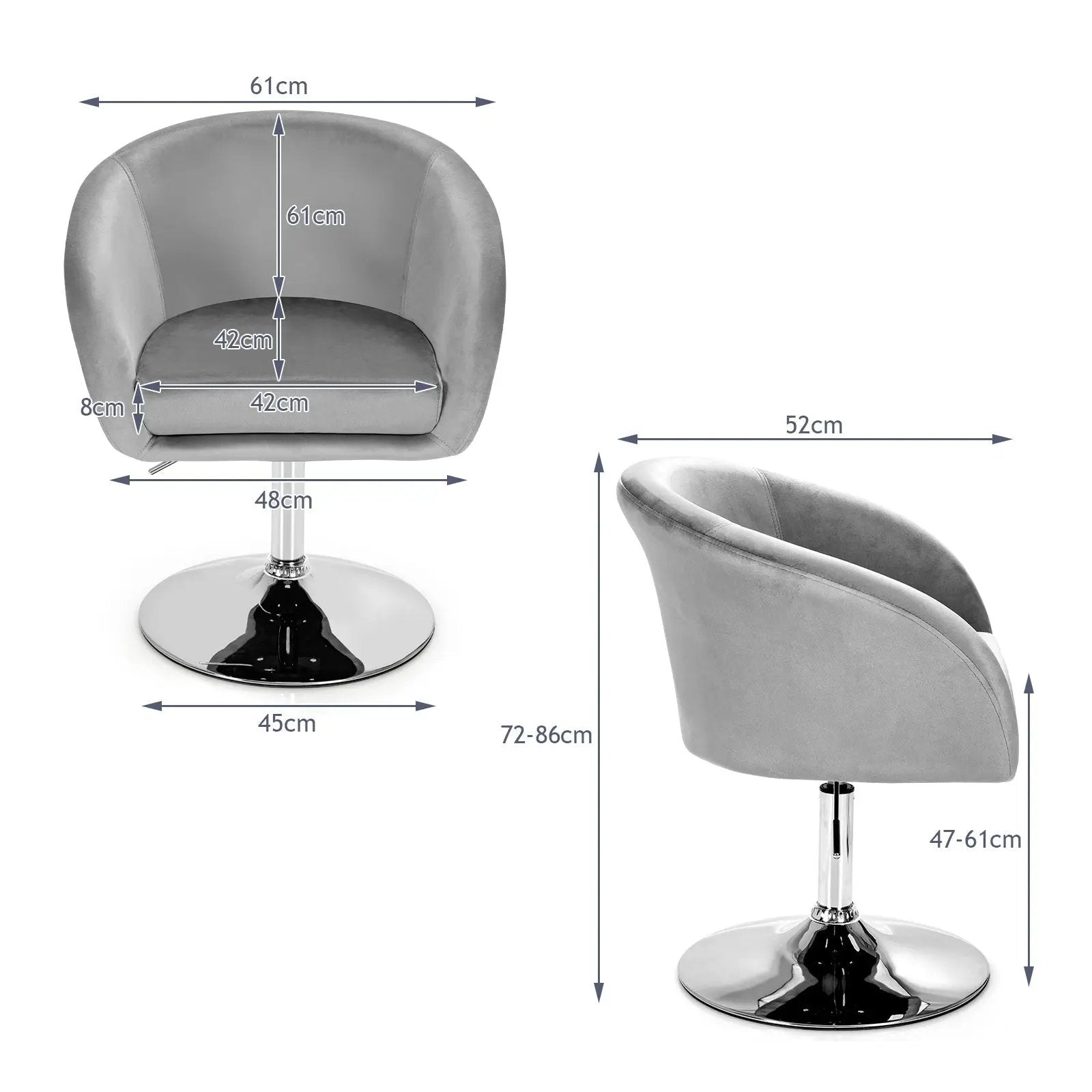 360 Degree Swivel Makeup Stool Accent Chair with Round Back and Metal Base by DirectDeals