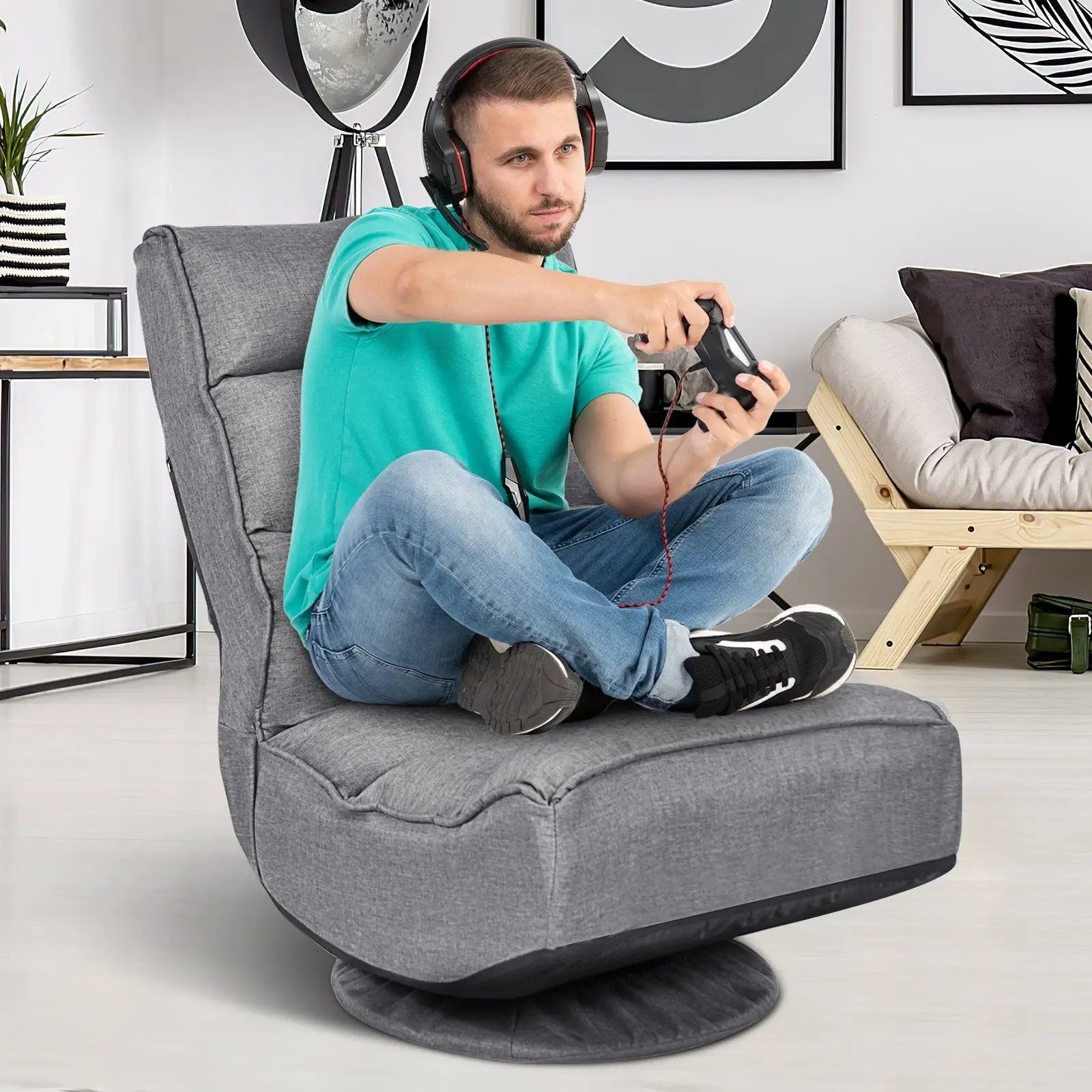 5-Position Folding Floor Gaming Chair by DirectDeals
