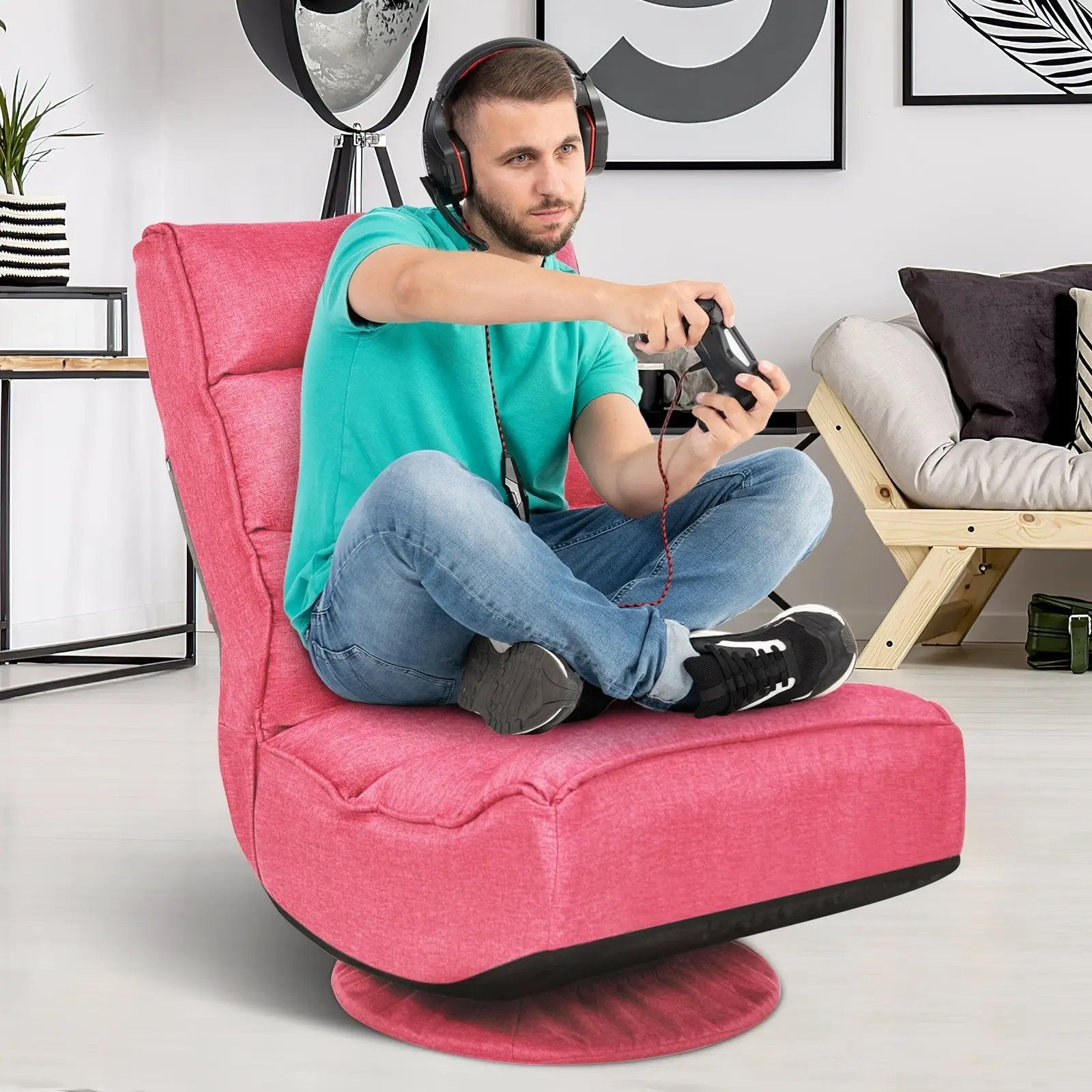 5-Position Folding Floor Gaming Chair by DirectDeals