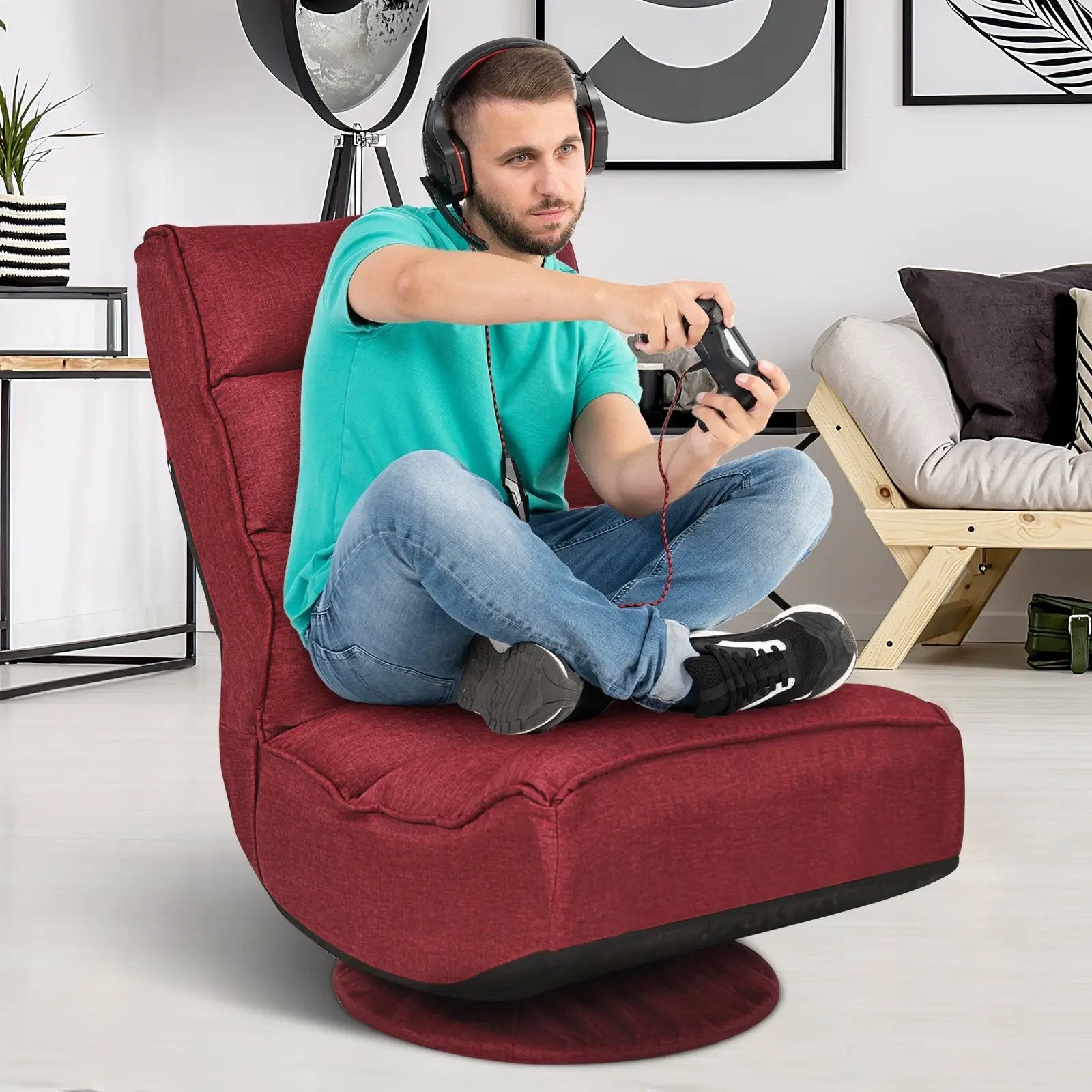 5-Position Folding Floor Gaming Chair by DirectDeals
