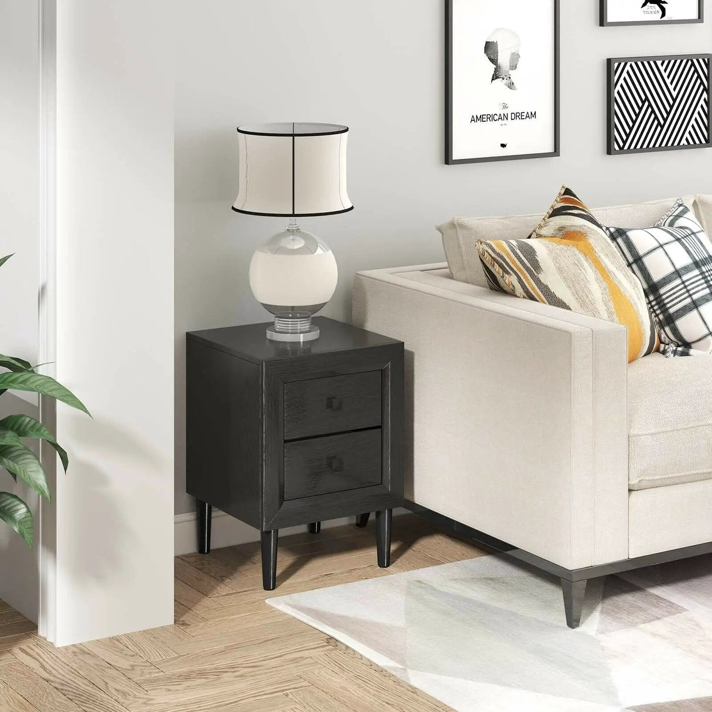2PCS Nightstand W/2 Drawer Multipurpose by DirectDeals