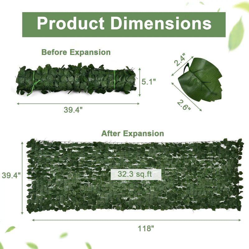 Artificial Ivy Privacy Fence Screen 118 x 39 Inch (4 Pieces) by DirectDeals