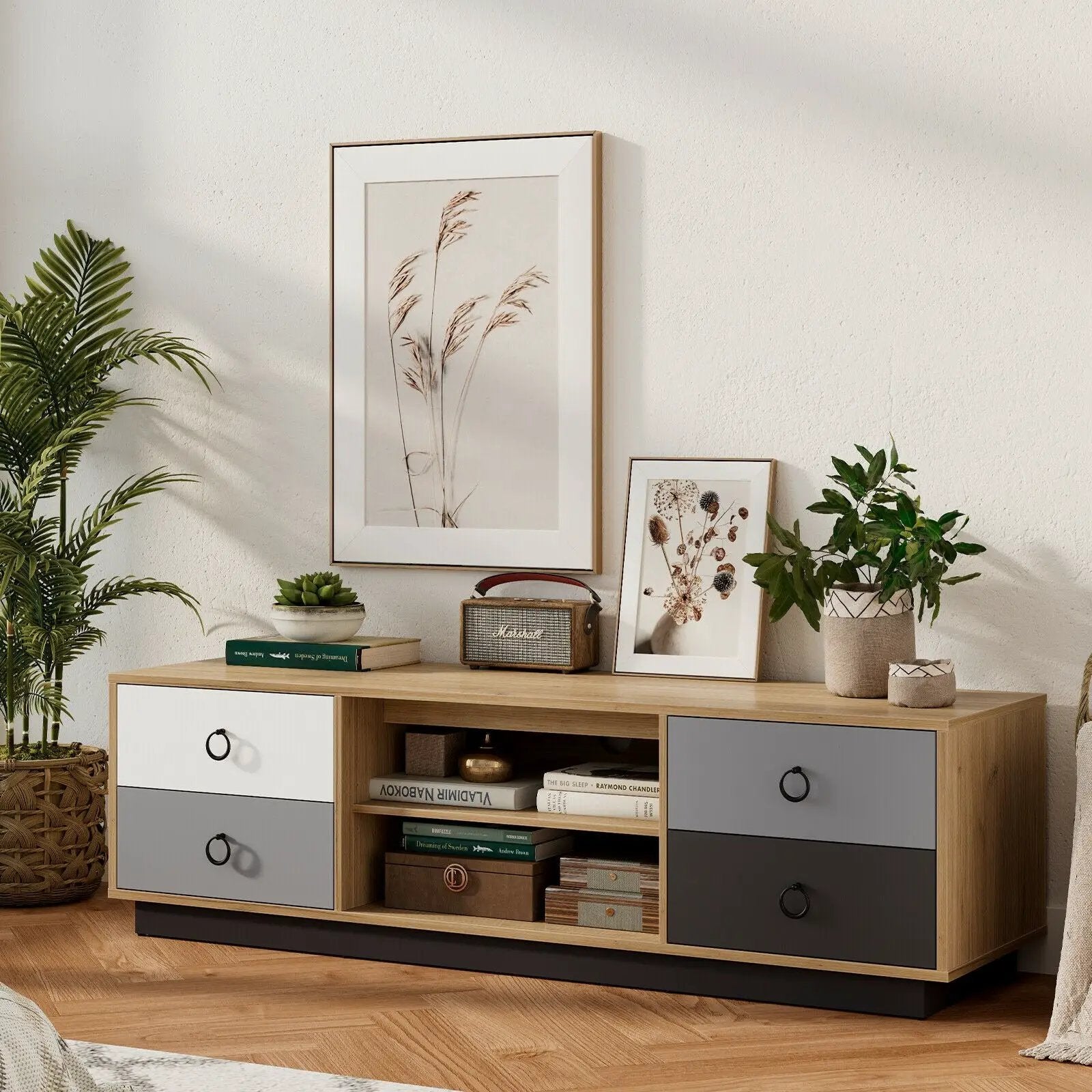 Modern 55 Inch TV Stand with 2 Storage Cabinets for TVs up to 60 Inch by DirectDeals
