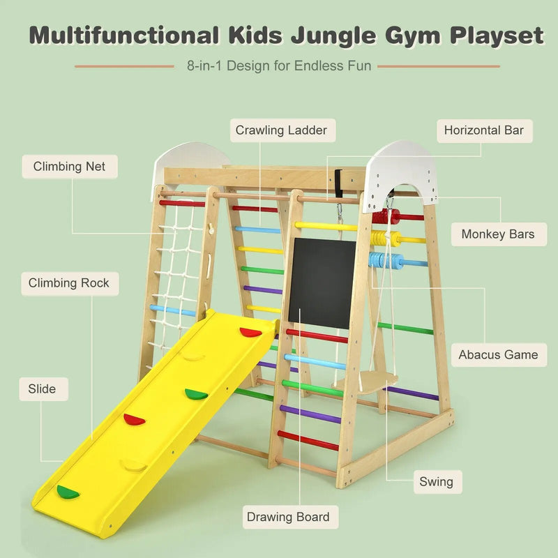 Indoor Playground Climbing Gym Wooden 8-in-1 Climber Playset for Children by DirectDeals