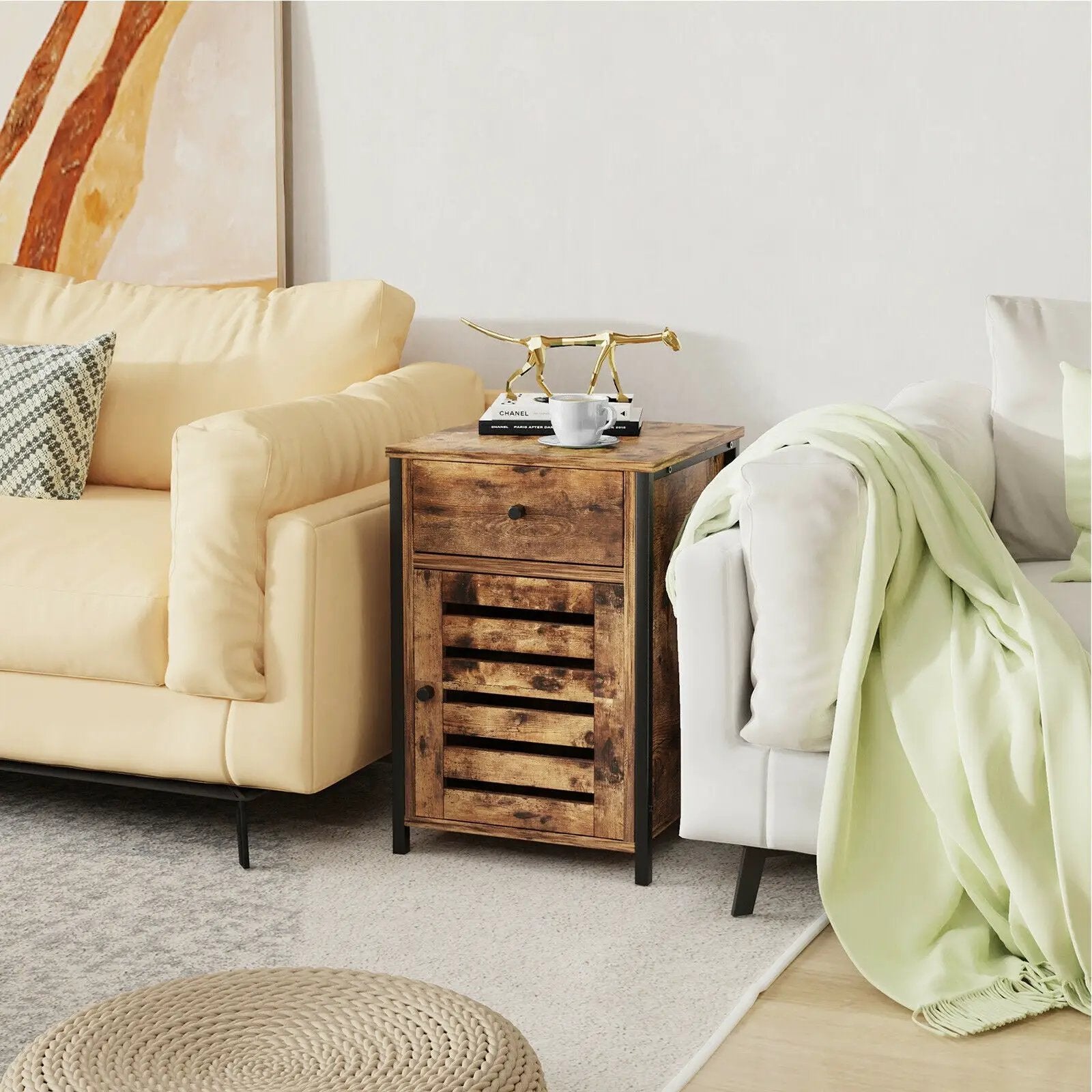 Industrial Nightstand with Drawer and Adjustable Shelf by DirectDeals