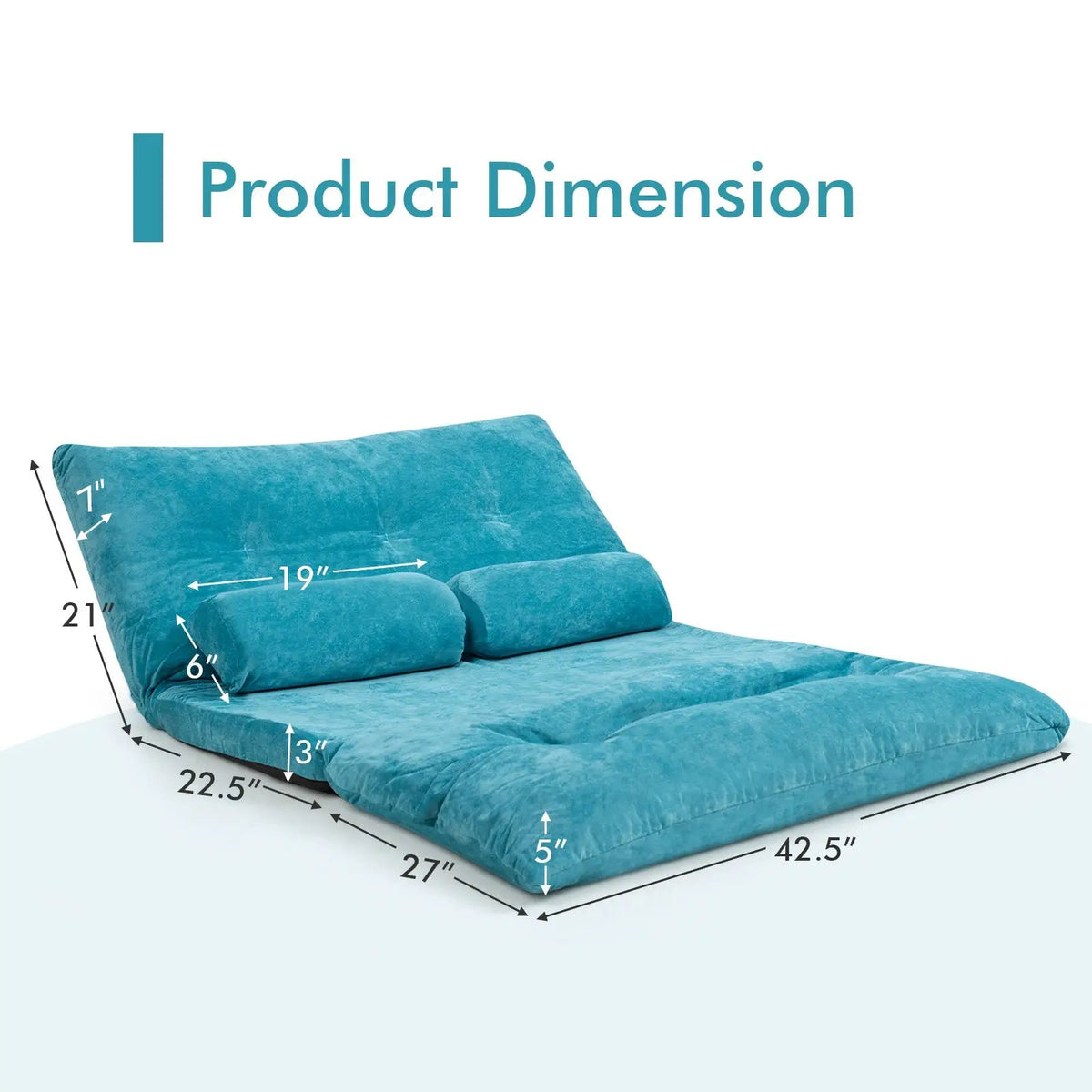 6-Position Adjustable Sleeper Lounge Couch with 2 Pillows by DirectDeals