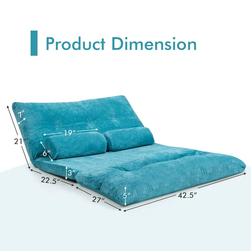 6-Position Adjustable Sleeper Lounge Couch with 2 Pillows by DirectDeals