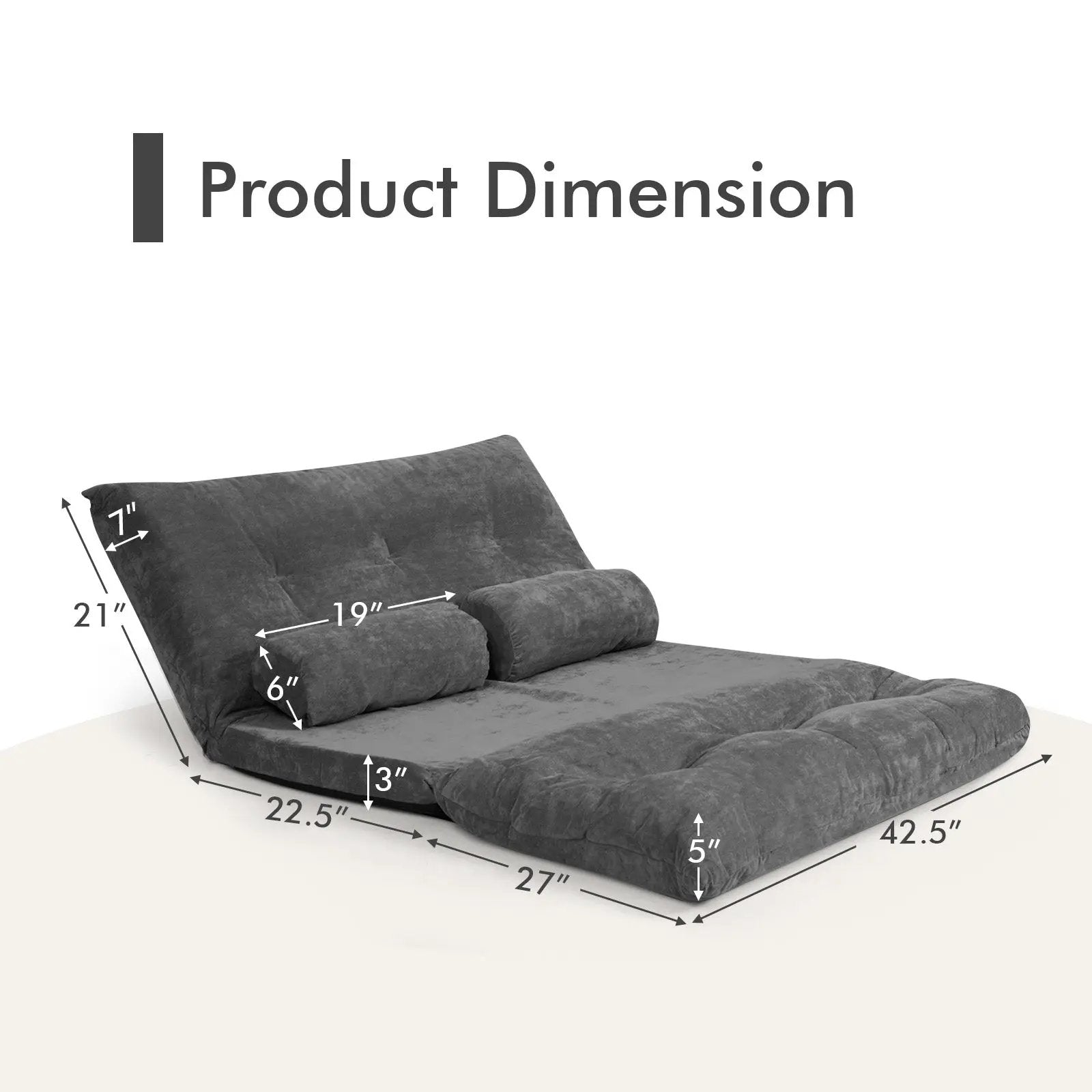 6-Position Adjustable Sleeper Lounge Couch with 2 Pillows by DirectDeals