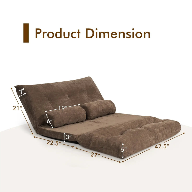6-Position Adjustable Sleeper Lounge Couch with 2 Pillows by DirectDeals