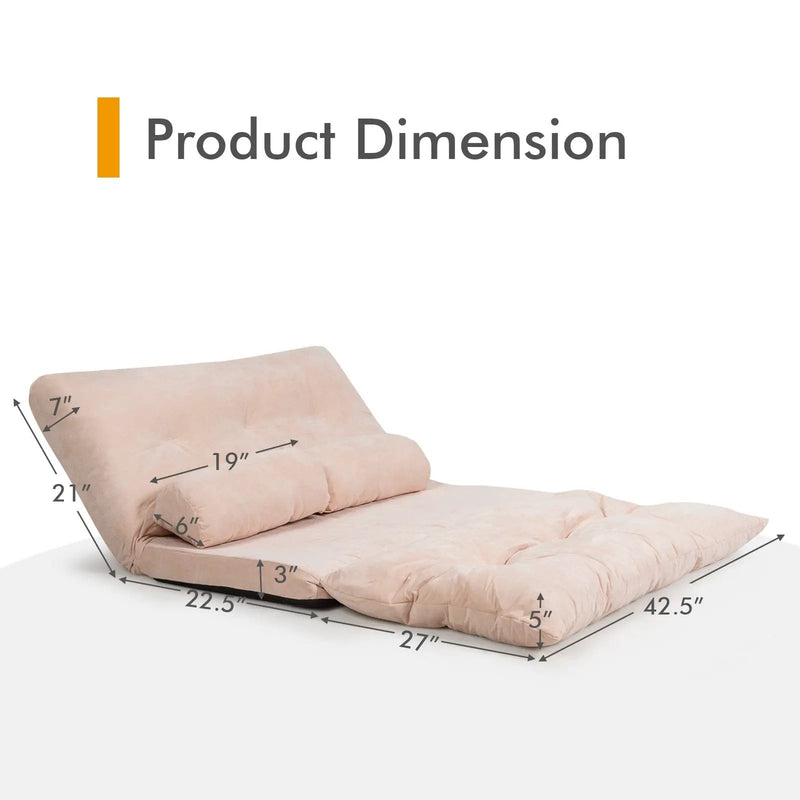6-Position Adjustable Sleeper Lounge Couch with 2 Pillows by DirectDeals