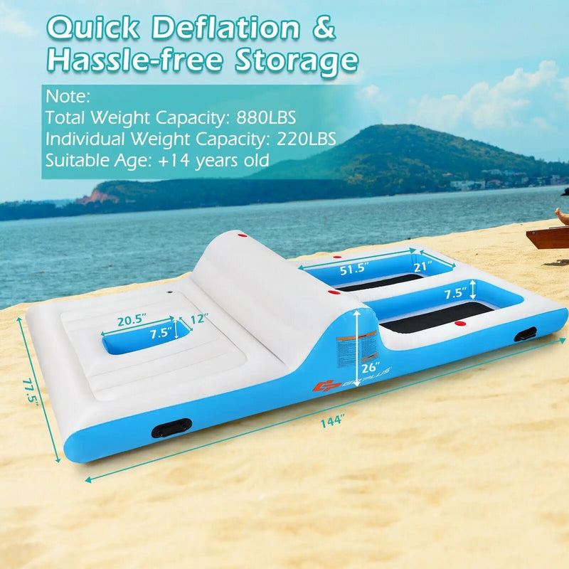 Floating 4 Person Inflatable Lounge Raft with 130W Electric Air-White by DirectDeals