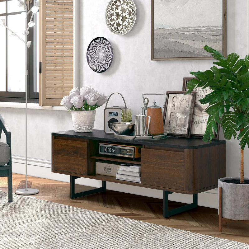 Wooden TV Stand with 2-Door Storage Cabinets for for TVs up to 55 Inch by DirectDeals