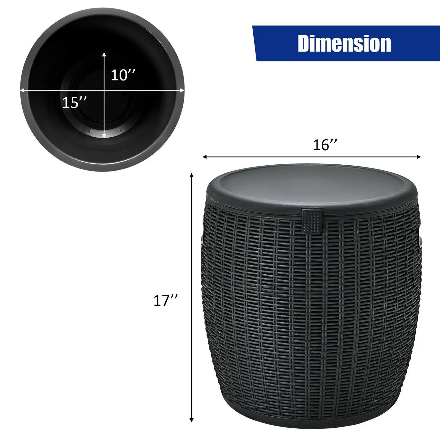 9.5 Gallon 4-in-1 Patio Rattan Cool Bar Cocktail Table Side Table by DirectDeals