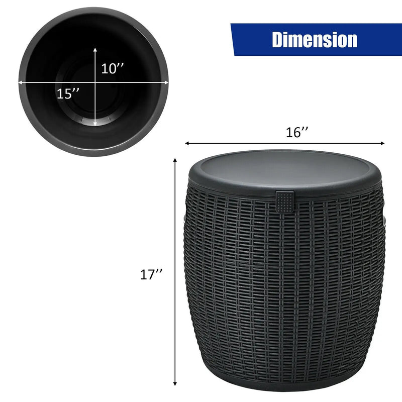 9.5 Gallon 4-in-1 Patio Rattan Cool Bar Cocktail Table Side Table by DirectDeals