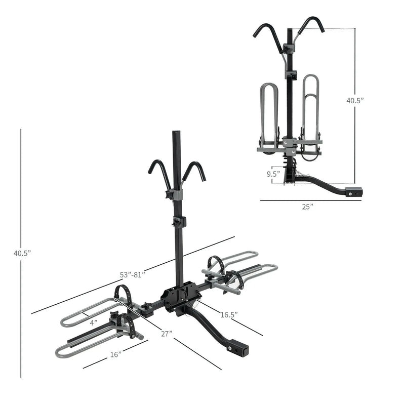 2-Bike Hitch Mount Bike Rack for 1-1/4 Inch or 2 Inch Receiver-Black by DirectDeals
