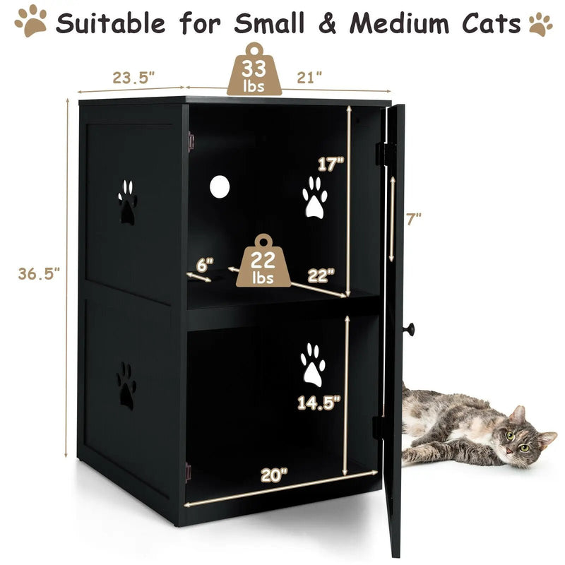 2-tier Litter Hidden Cat House With Anti-toppling Device by DirectDeals