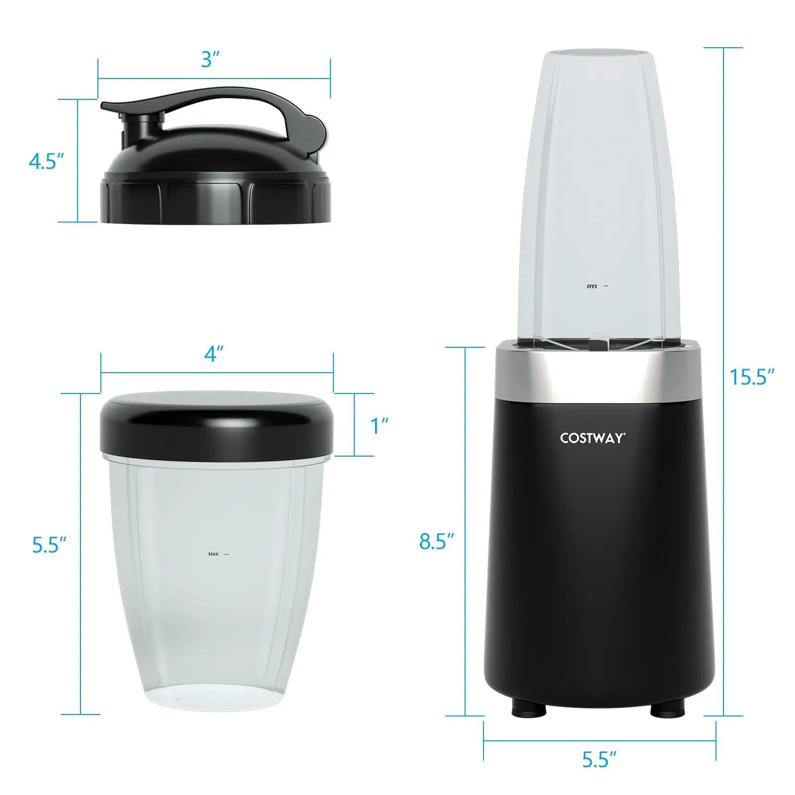 1000W Portable Blender with 6-Blade Design-Black by DirectDeals