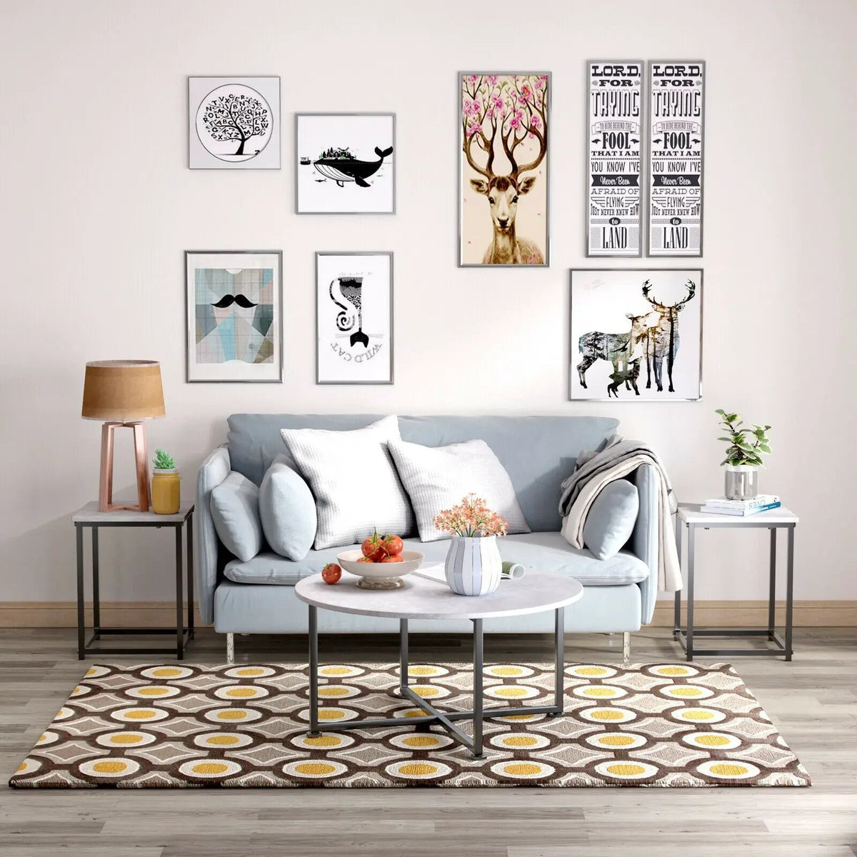 3-Piece Modern Faux Marble Coffee Table Set for Living Room by DirectDeals