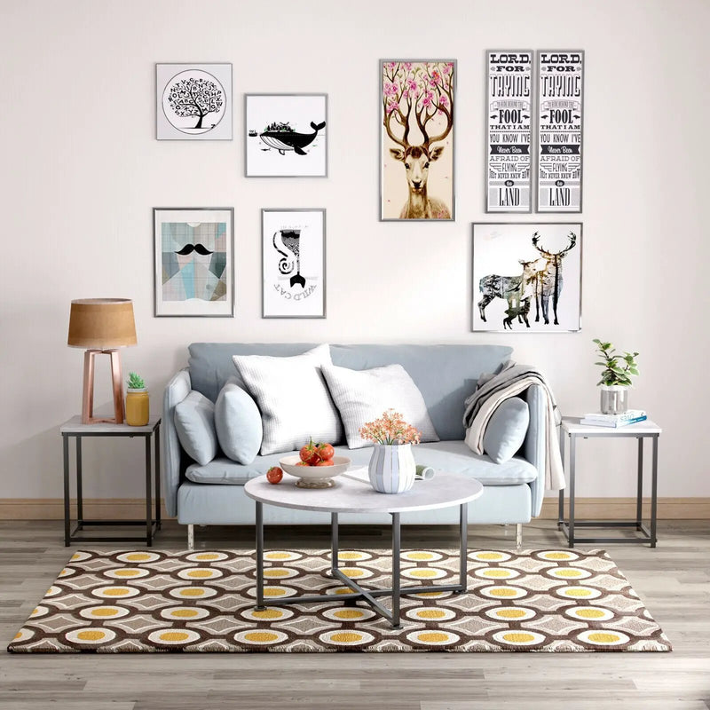 3-Piece Modern Faux Marble Coffee Table Set for Living Room by DirectDeals