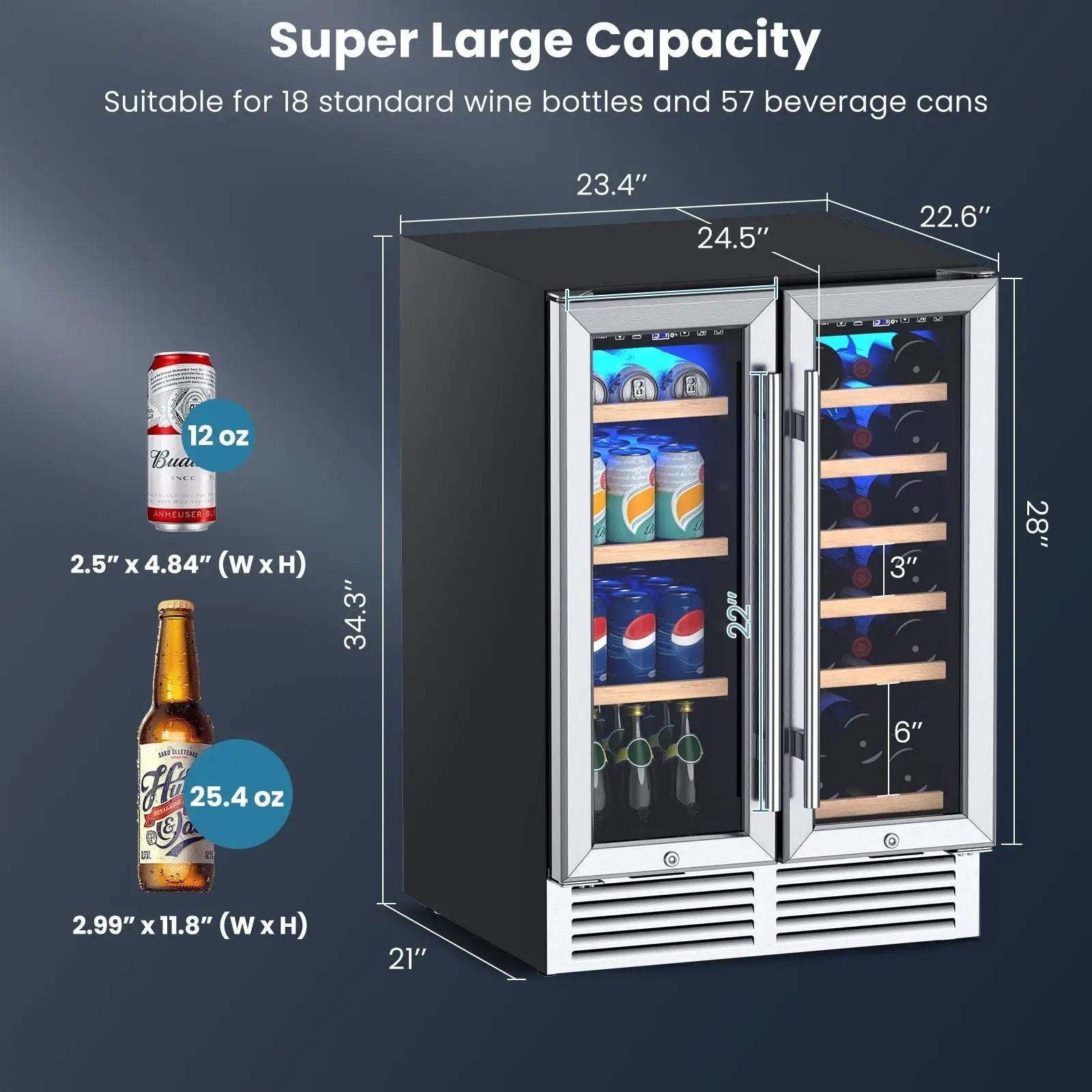 24 Inch Dual Zone Wine and Beverage Cooler-Silver by DirectDeals