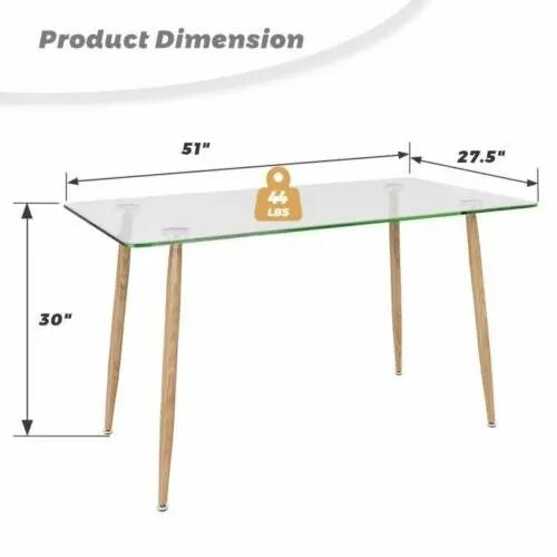 Modern Glass Rectangular Dining Table with Metal Legs by DirectDeals