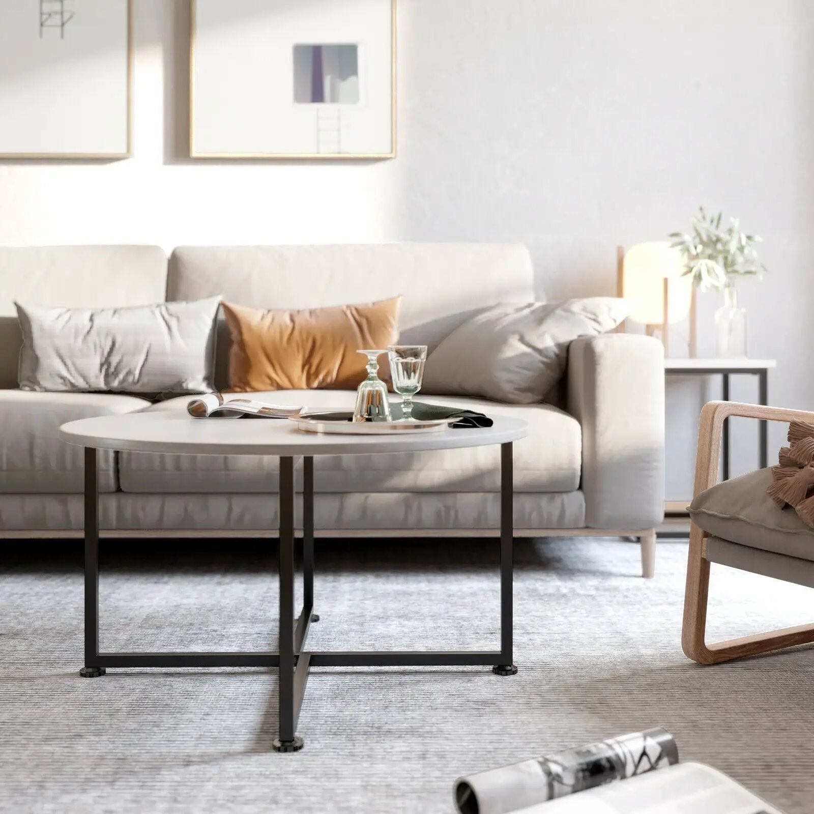3-Piece Modern Faux Marble Coffee Table Set for Living Room by DirectDeals