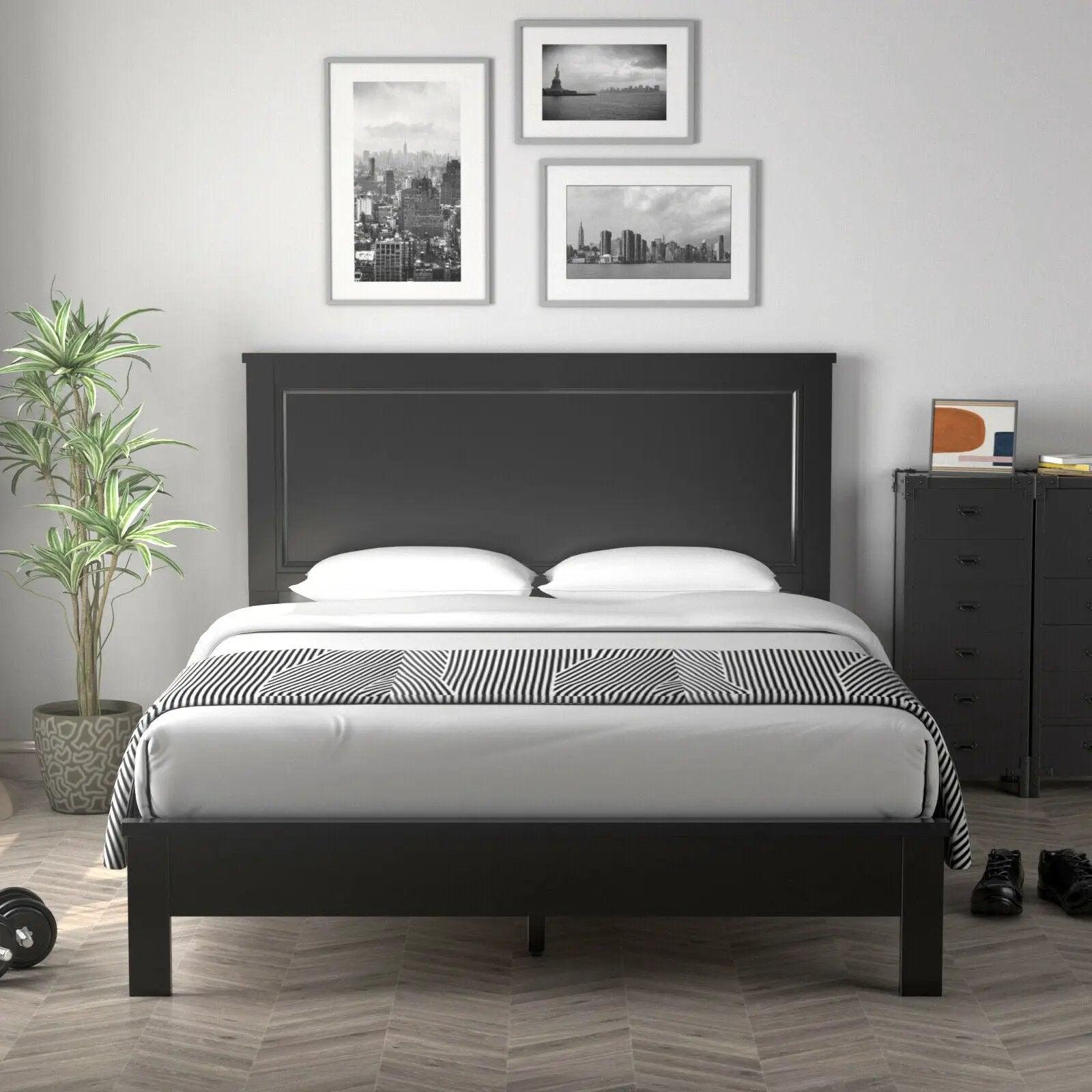 Full Size Platform Slat Bed Frame with High Headboard by DirectDeals