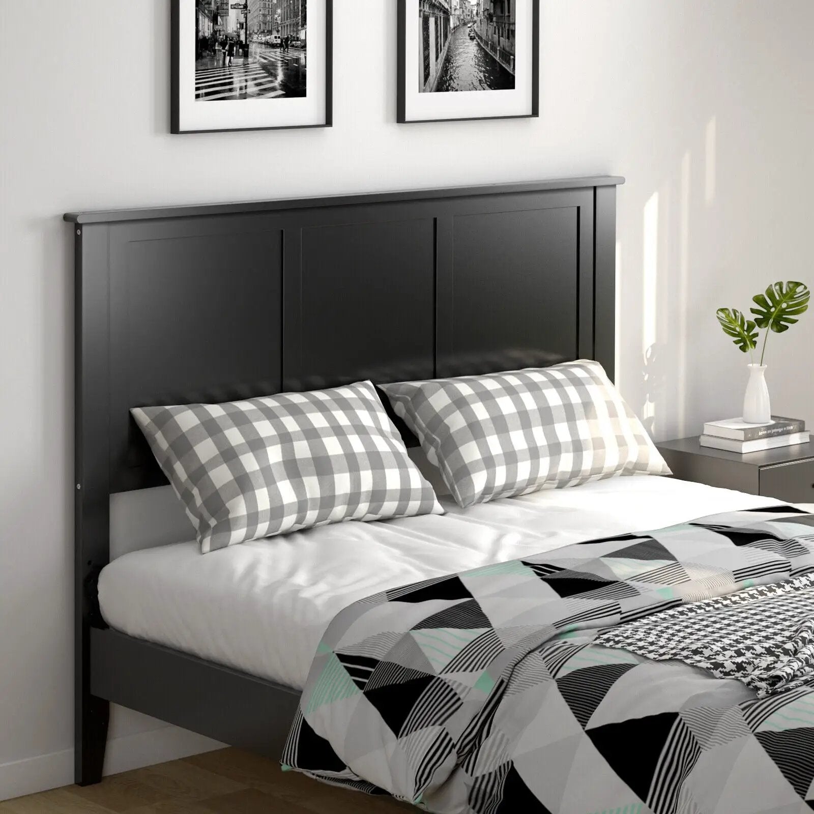 Full Wood Headboard Flat Panel with Pre-drilled Holes and Height Adjustment by DirectDeals