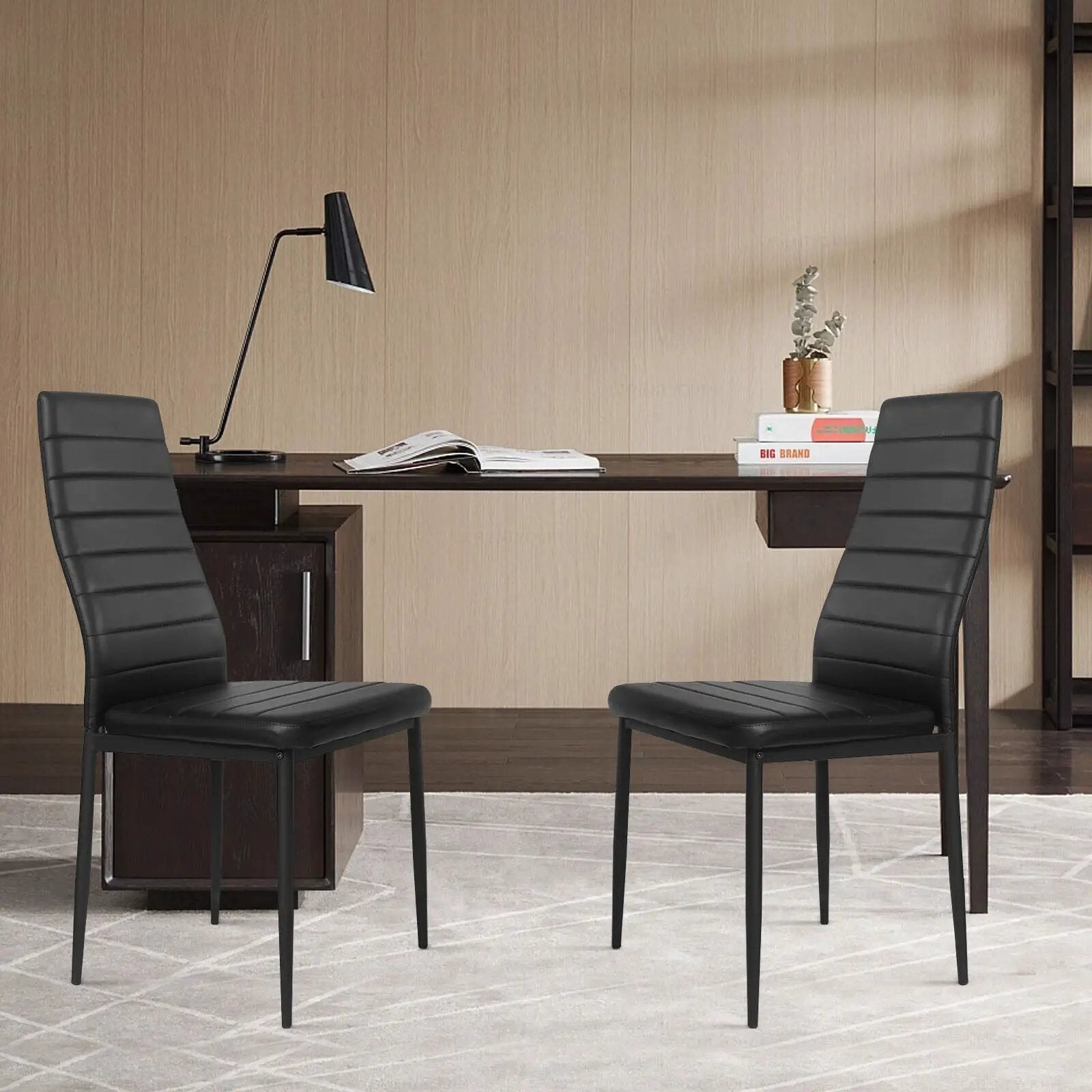 4 Pieces Modern Leather Dinning Chairs Set with Metal Frame by DirectDeals