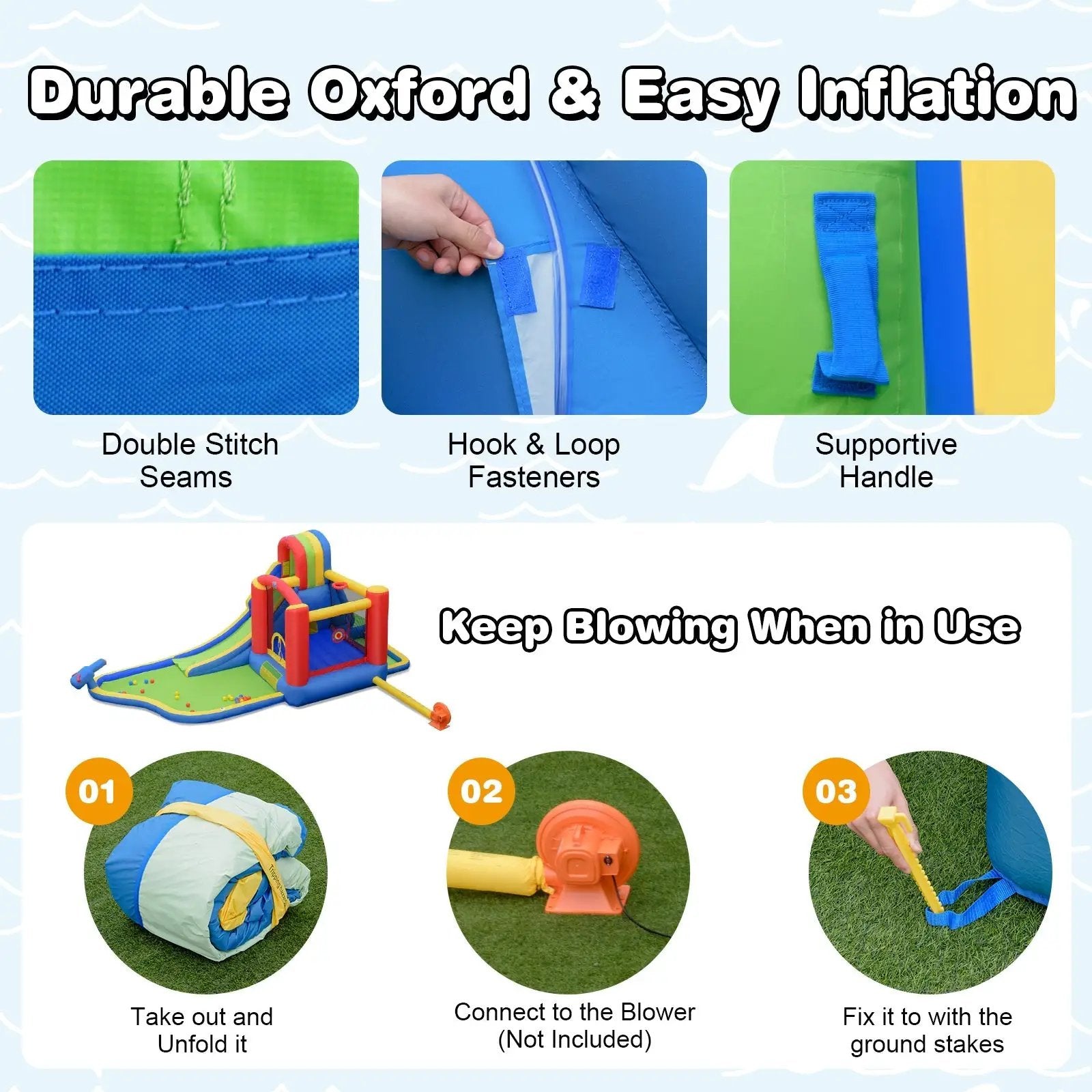 Inflatable Kid Bounce House Slide Climbing Splash Park Pool Jumping Castle Without Blower by DirectDeals