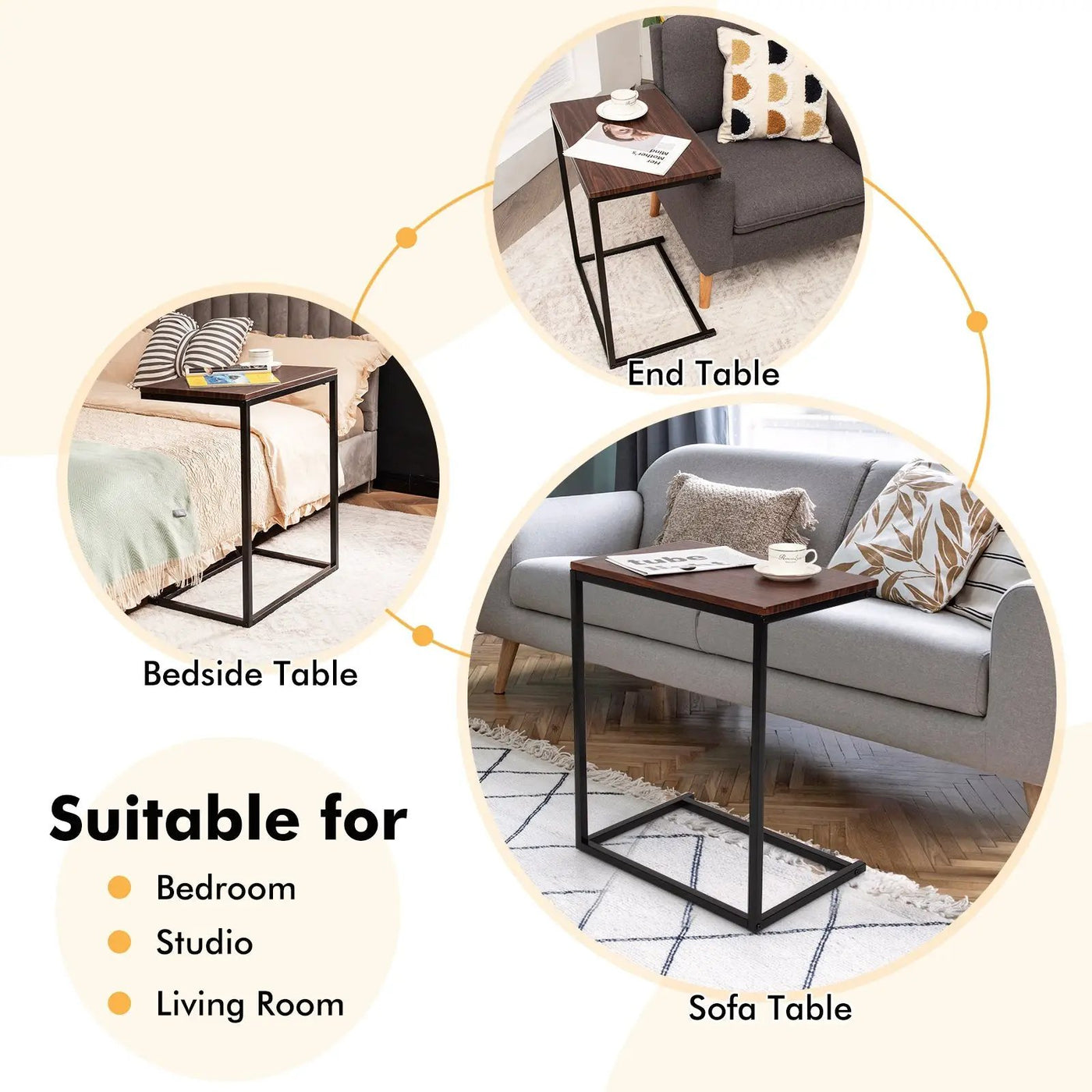 26 Inch Beside Sofa Laptop Holder End Stand Desk by DirectDeals