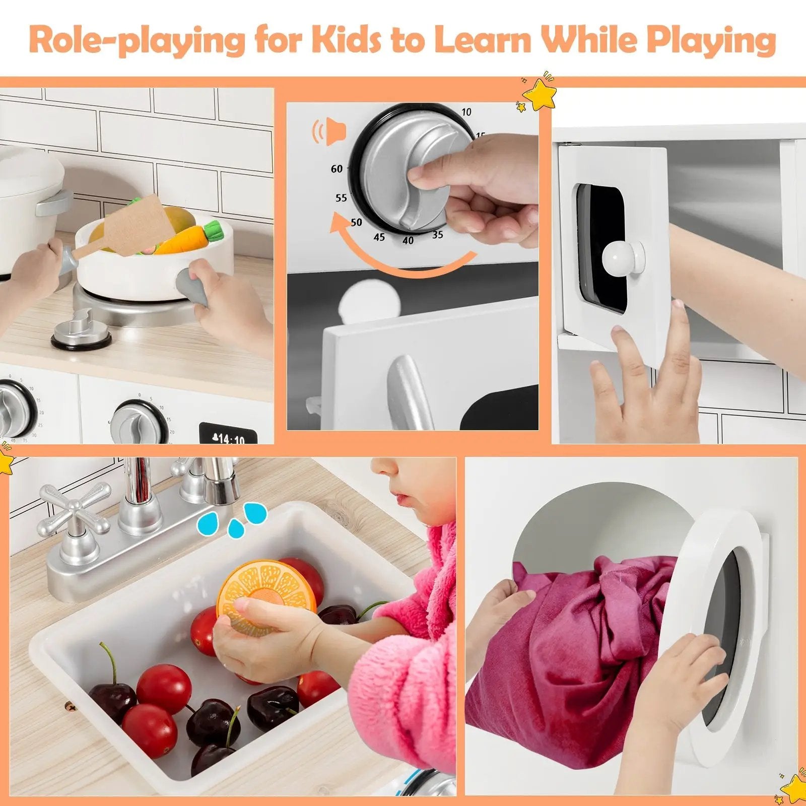 Wooden Kids Kitchen with Washing Machine by DirectDeals