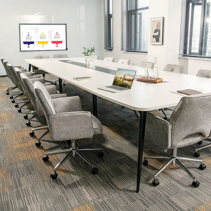 Adjustable Hollow Mid Back Leisure Office Chair with Armrest-Gray by DirectDeals
