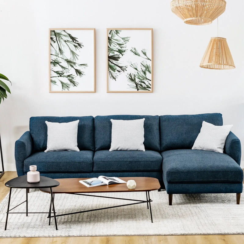 L-Shaped Fabric Sectional Sofa with Chaise Lounge and Solid Wood Legs by DirectDeals