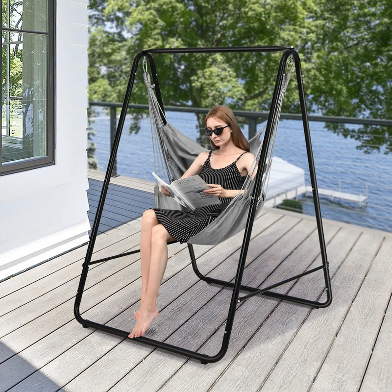 Hanging Padded Hammock Chair with Stand and Heavy Duty Steel by DirectDeals