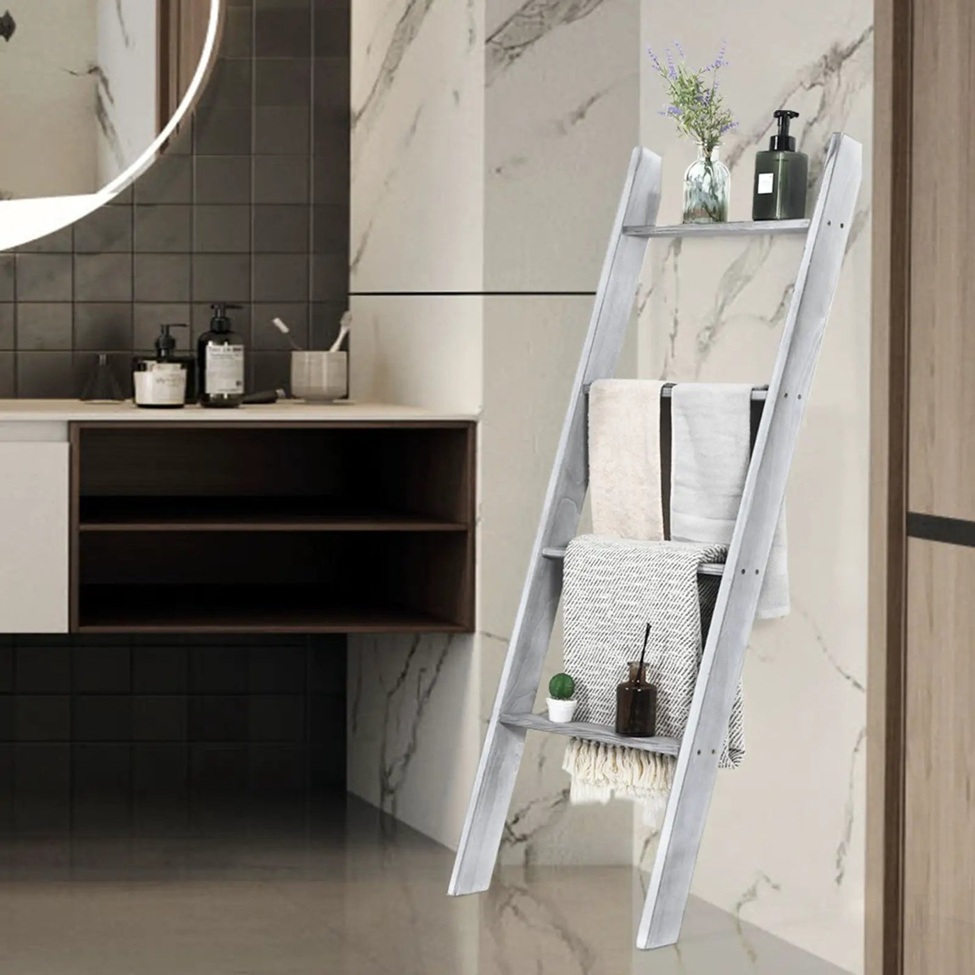 4-Tier Wall Leaning Ladder Shelf Stand by DirectDeals