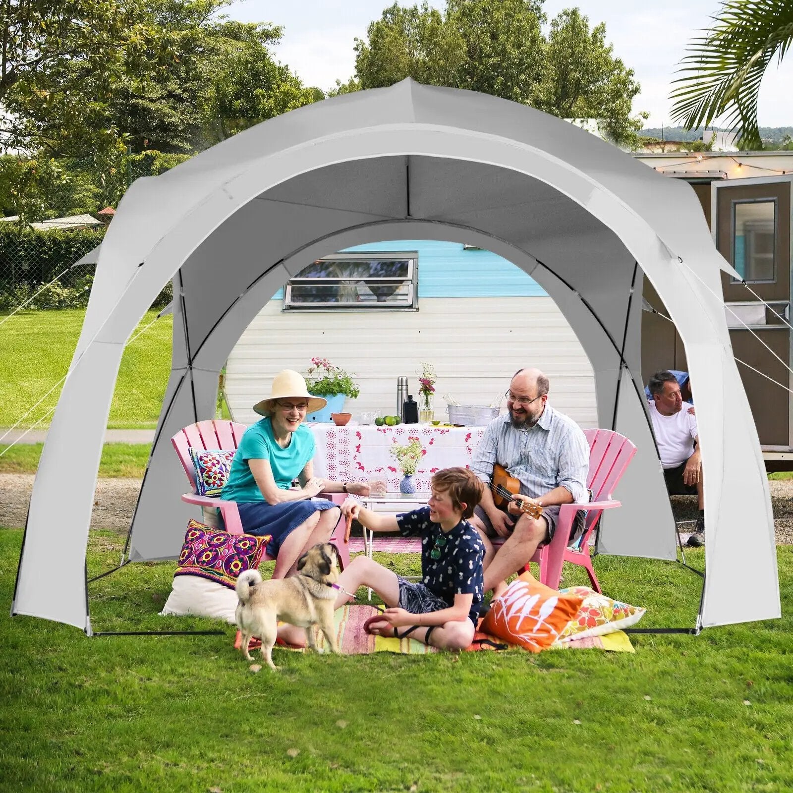 11 x 11 Feet Patio Sun Shade Shelter Canopy Tent Portable UPF 50+ Outdoor Beach-White by DirectDeals