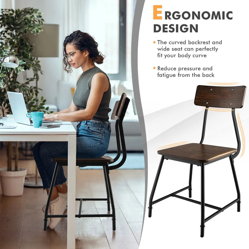 2 Pieces Modern Dining Room Side Chairs with Metal Frame-Brown by DirectDeals
