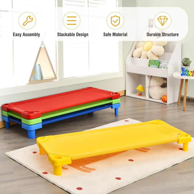 Pack of 4 Colorful Kids Stackable Naptime Cot by DirectDeals