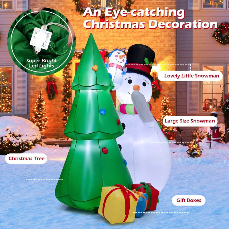 6 Feet Tall Inflatable Christmas Snowman and Tree Decoration Set with LED Lights by DirectDeals
