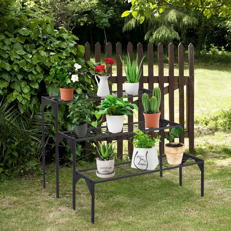 Outdoor 3 Tier Metal Plant Stand with Heavy Duty Rack for Multiple Use by DirectDeals