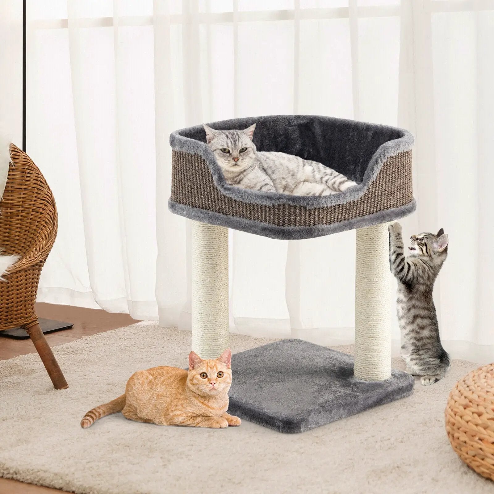 Multi-Level Cat Climbing Tree with Scratching Posts and Large Plush Perch by DirectDeals