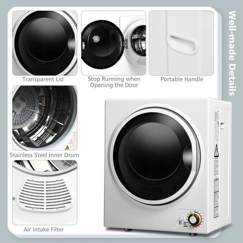 1.5 Cu .ft Clothes Dryer with with Stainless Steel Wall Mount by DirectDeals