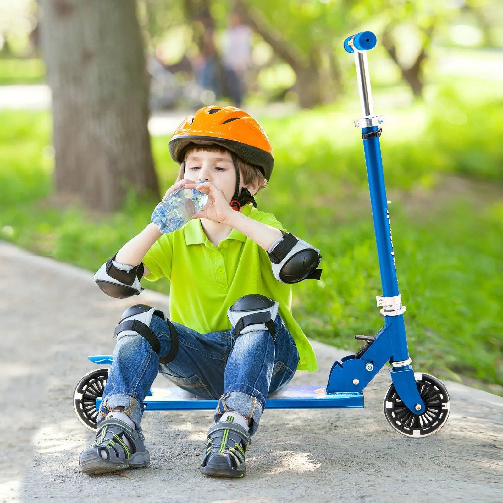 Folding Kick Scooter with 3 Adjustable Heights for Kids by DirectDeals