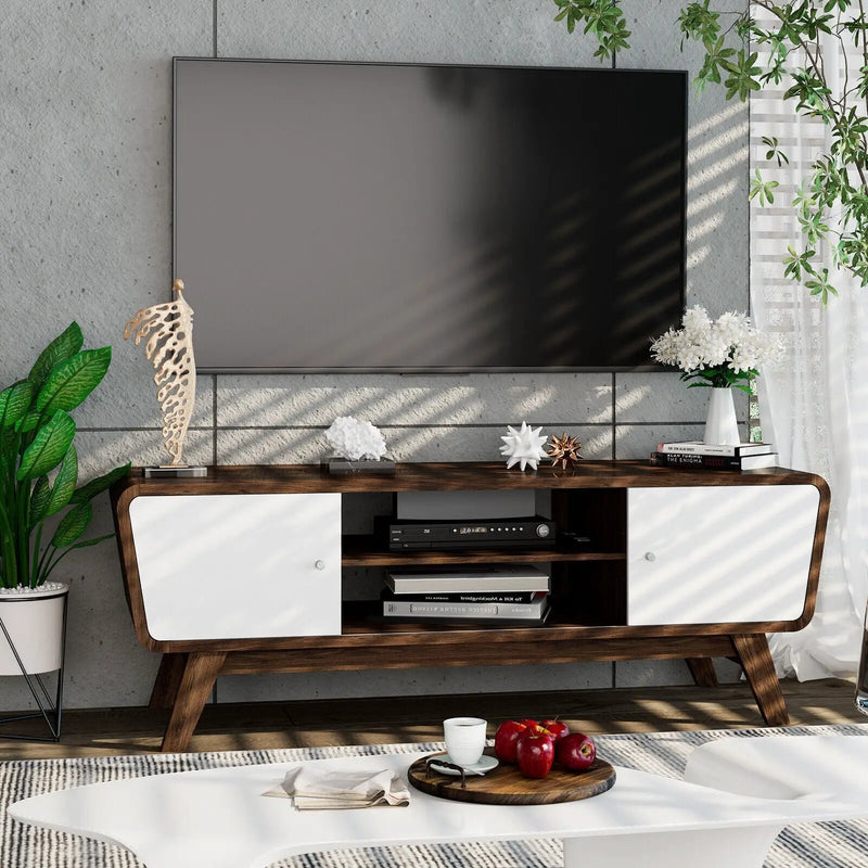 Sliding Door TV Stand with Adjustable Shelf for TVs up to 55 Inch by DirectDeals