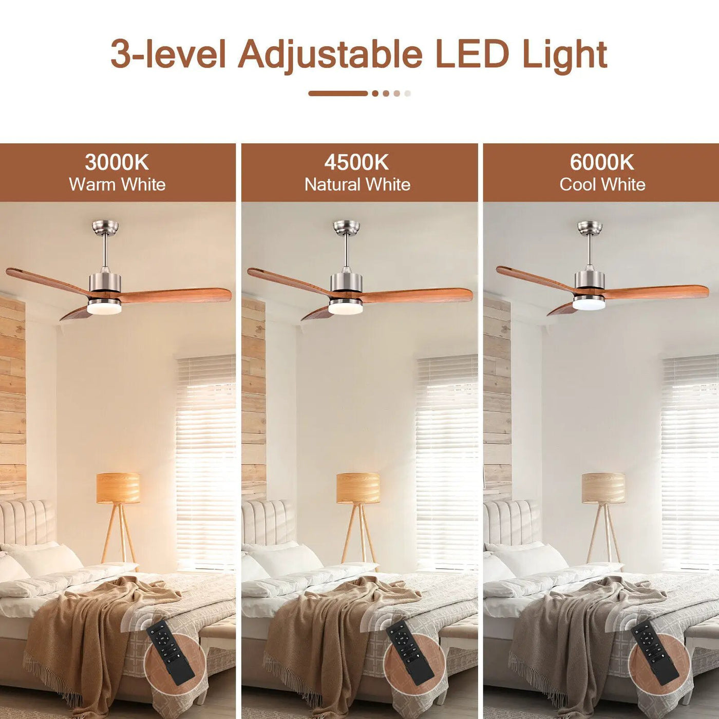 52 Inch Reversible Ceiling Fan with LED Light and Adjustable Temperature by DirectDeals