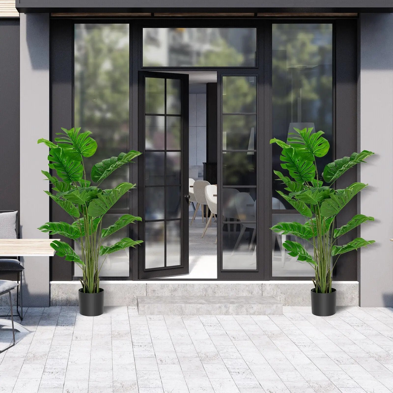 5 Feet Artificial Tree Faux Monstera Deliciosa Plant for Home Indoor and Outdoor by DirectDeals