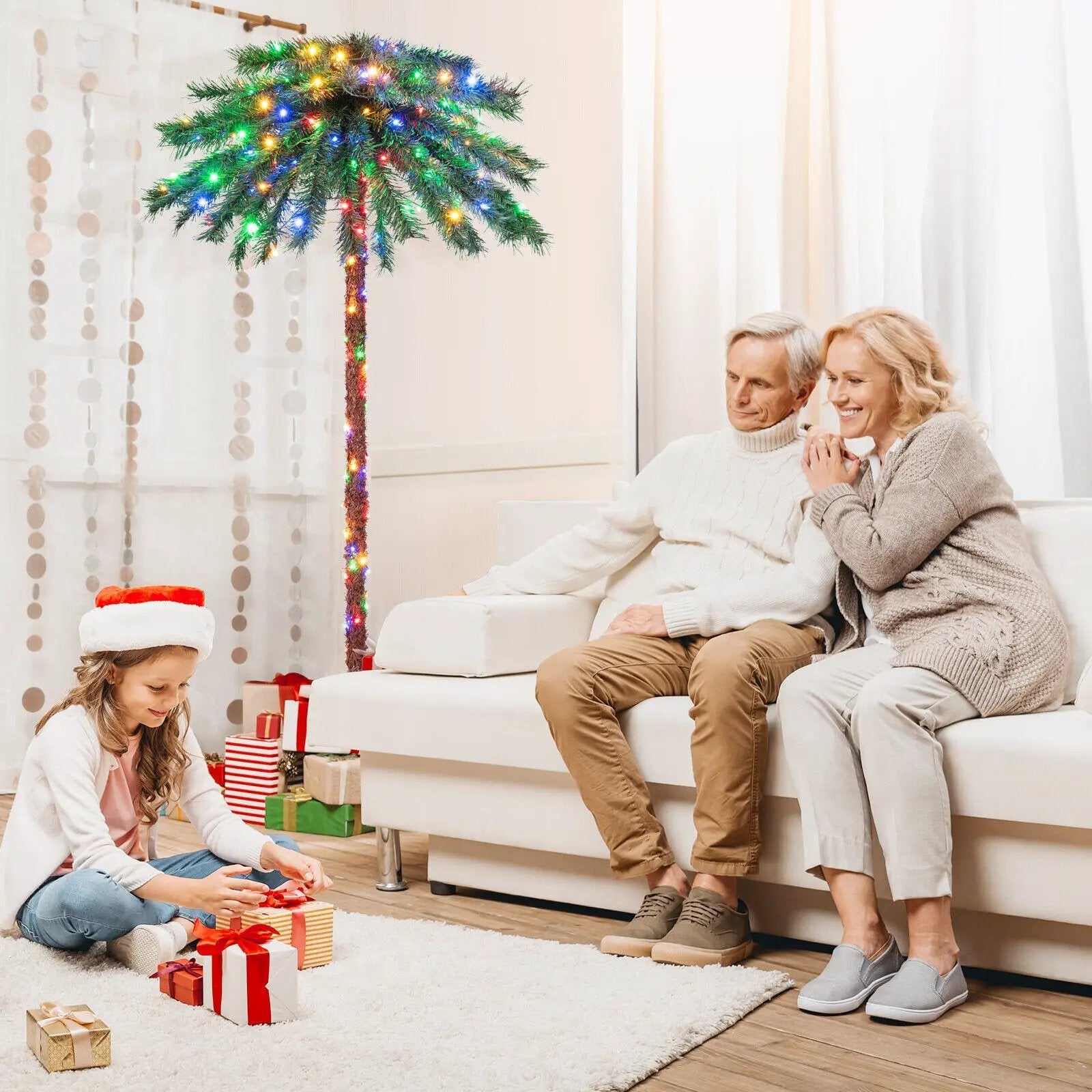 6 Feet Pre-Lit Artificial Tropical Christmas Palm Tree with 210 Multi-Color Lights by DirectDeals