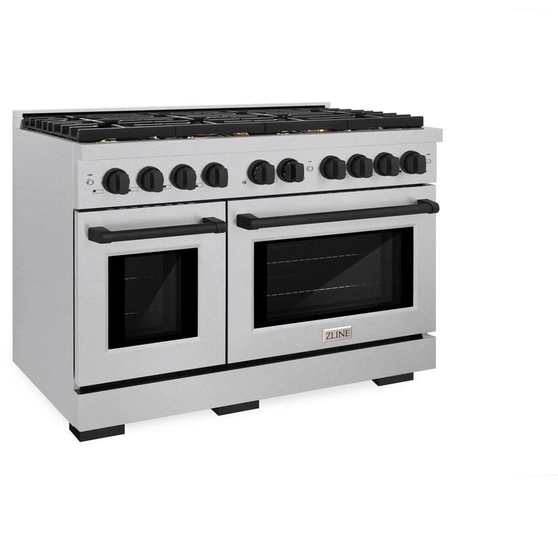ZLINE 48"Paramount Dual Fuel Range DuraSnow® Matte Black SDRSZ-48-MB by Farmhouse Kitchen and Bath